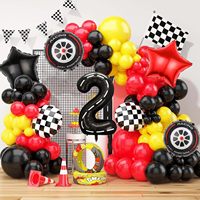 Ensemble de ballons sur le thème des courses, ballons de 40 pouces avec numéros de course 1-9, pneus noirs, ballons à carreaux, décorations pour fête d'anniversaire