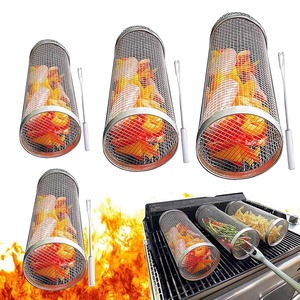 Outils de gros en acier inoxydable 304 chromé, résistants à la chaleur, antiadhésifs, anti-brûlure, faciles à nettoyer, pour barbecue à gaz extérieur - Product Image 1