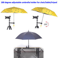 Trépied de caméra de photographie à double pince réglable à 180 degrés, support de parapluie pour vélo, pour chaise