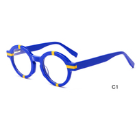 Vente en gros de nouvelles branches de lunettes brillantes rondes en acétate optique à la mode en combinaisons bicolores avec logo personnalisé