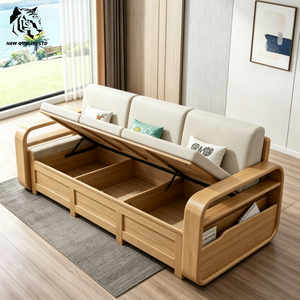Sofá de diseño moderno, ecológico, en stock, personalizado, de bajo costo, suministro de fábrica, muebles de sala de estar, sofá de madera y tela. - Product Image 3