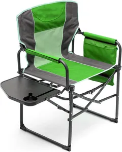 Heavy duty outdoor portable camping chair folding director chair with side table,Pocket