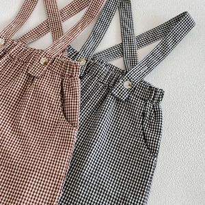 Ensemble de vêtements pour bébé garçon, 100% coton, chemise à manches courtes, <span class=keywords><strong>pantalon</strong></span> à bretelles à carreaux, 2 pièces, tenues de gentleman pour tout-petits pour l'été - Product Image 4
