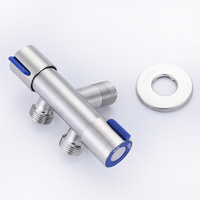 Robinet d'arrêt moderne en acier inoxydable à double commande, adaptateur en T, pour douchette WC, bidet, avec poignée double KUNHONG, garantie 5 ans