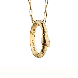 Gemnel engravable pendant 925 sterling silver ruby diamond snake necklace