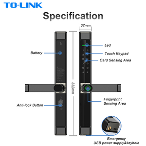 กุญแจล็อคประตูกระจกบานเลื่อนแบบดิจิตอล IP65 กันน้ำ รองรับ Tuya Wifi และ Ttlock พร้อมระบบสแกนลาย<span class=keywords><strong>นิ้ว</strong></span>มือ - Product Image 6