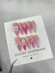 Venta al por mayor, 10 Uds., uñas de gel pintadas a mano, hermosas Uñas acrílicas hechas a mano de lujo, prensa de alta calidad - Product Image 6