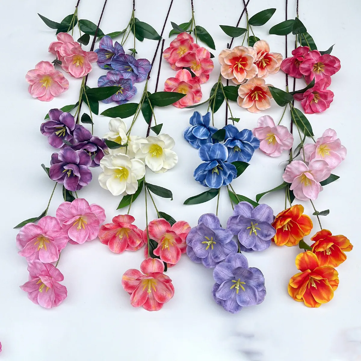 ホームウェディングデコレーション用3ヘッド3Dプリントダブル花びらチューリップ造花