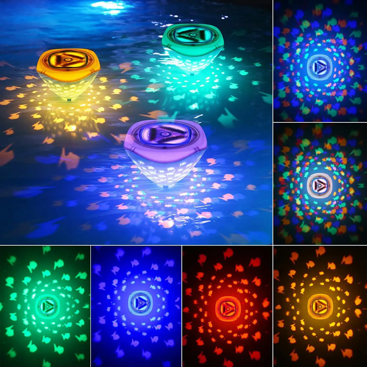 LED IP68 Outdoor RGB Underwater Floating Fish Projection Light Baby Bathing Diving Pool Fountain nuoto Aquarium Spa