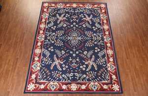 Estilo tradicional Floral Azul marino Sarouk Alfombra de lana hecha a mano Antideslizante Características ecológicas Conjuntos de alfombras de área abstracta - Product Image 6