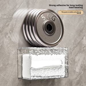 Boîte à mouchoirs transparente en silicone motif glacier, support mural sans perçage pour serviettes ondulées de salle de bain - Product Image 3