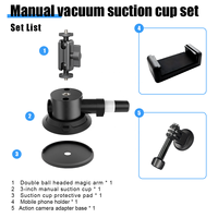 Kit de fixation de caméra à ventouse sous vide de 3 pouces 360° °   Bras magique à double boule pour pare-brise de voiture, prise de vue DSLR, vlog