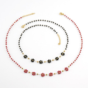 Zogxin Flower Bead Necklace And <b>Bracelet</b> <b>Set</b> Women Stainless Steel 18K Gold Plated Bohemian Party Jewelry - Product Image 2