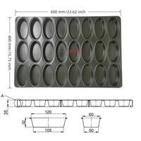 Plaque de cuisson rectangulaire professionnelle en acier aluminisé antiadhésive, écologique, durable et réutilisable, 24 cavités, 600*400mm, pour croissants
