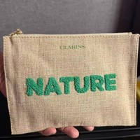 Haut de gamme logo personnalisé impression naturel Jute coton lin cosmétique produit de soin de la peau sac d'emballage coton cadeau maquillage pochette