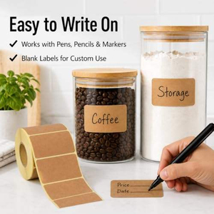 Etiquetas Adhesivas Personalizadas ODM, Ecológicas, Impermeables, de Papel Kraft Marrón, con Espacio para Escribir, Etiquetas Selladas - Product Image 5