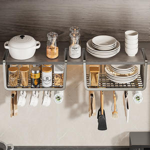 Étagère de rangement de cuisine Blue Vine, panier suspendu rectangulaire mural, sans perçage, multi-usages, portable, sans installation - Product Image 1