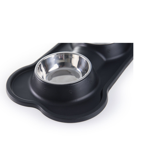 Double Dog <span class=keywords><strong>Bowl</strong></span> com tigelas removíveis de aço inoxidável, Food Grade Silicone Base para viagens e uso doméstico, logotipo personalizado aceitável - Product Image 4