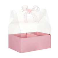 Boîte à gâteau transparente en plastique avec poignée, boîte cadeau pour fleurs et gâteaux, boîtes transparentes pour bouquets, logo personnalisé