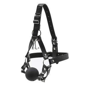 Leather Cosplay Bondage <b>Hood</b> BDSM Toy With Mouth Gag For Adult - Product Image 3