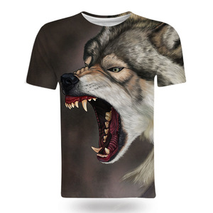 Camiseta de Manga Corta para Hombre, Corte Regular, Estampado Digital 3D con Diseño de Lobo, Tejido de Punto, Ropa de Verano - Product Image 3