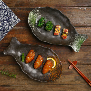 Ceramic Fish Head Steamed Fish <b>Plate</b> Microwave Safe Japanese Minimalist Design Glazed Non-Toxic Eco-Friendly Hotels Restaurant - Product Image 2