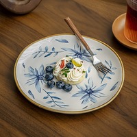 Assiette en porcelaine florale bleue écologique à prix réduit Vente en gros Assiette en céramique de vente en ligne