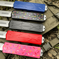 Couteau de chasse pliant de survie pour le camping en plein air, personnalisé en gros, avec lame OEM, outil EDC personnalisé, manche en aluminium rose en forme de donut