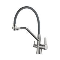 Robinet de cuisine moderne à trois fonctions avec pulvérisation, fixation magnétique, alliage de zinc, double poignée, double contrôle de température, tirette