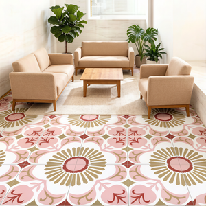 Azulejos de Cerámica Florales Nórdicos Rosas de 300x300 mm, Antideslizantes, Esmaltados, para Paredes y Pisos de Cocina, Baño, Balcón, Jardín de Infancia - Product Image 3