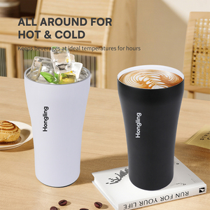 Tazas de Café de Acero Inoxidable 304 Hong Ling, 16 oz, Doble Pared Metálica, Aisladas, Térmicas, para Bebidas Calientes y Frías - Product Image 3
