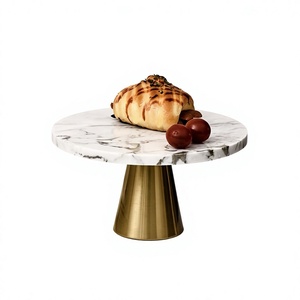 Modern Customizable Round <b>Marble</b> <b>Cake</b> <b>Stand</b> with gold Metal Base Handmade Dessert Display Pedestal Party Home hotel - Product Image 1