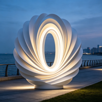 Sculpture lumineuse en spirale LED en fibre de verre de 2,5 m |   Art paysager extérieur imperméable pour hôtel, centre commercial, parc