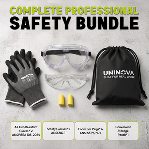 Kit de sécurité EPI tout-en-un sans tracas avec lunettes anti-coupure ANSI Z87.1, bouchons d'oreilles et rangement - Product Image 2