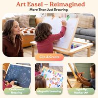 Table sensorielle éducative Montessori Mama Bear, chevalet d'art pour enfants et tout-petits |   Boîtes de rangement à pieds pliables, tableau magnétique, boîte à lumière
