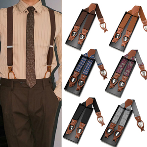 Men 2 in 1 Suspenders Clip on <strong>Button</strong> <strong>Braces</strong> British Retro Vintage <strong>for</strong> Suit Pants <strong>Trousers</strong> Plus Size Big Man Anti Slip Adjustable - Product Image 1