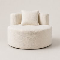 Fauteuil de relaxation rond de luxe nordique, rembourré en Sherpa, avec dossier incurvé confortable, fauteuil lounge circulaire