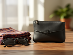 Portamonete in Vera Pelle con Doppia Cerniera, Grande 7 Pollici, Portafoglio Minimalista Unisex con Chiusura a Lucchetto, Design Solido - Product Image 2