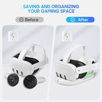 Aolion Meta untuk Quest 3 stasiun pengisian Dock 45W PD magnetik dengan 2 baterai isi ulang untuk pengontrol Port Tipe C