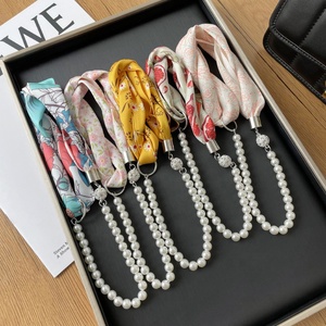 Zifeng OEM Voile Soie De Medine collana di perle coreane sciarpa di seta con chiusura magnetica - Product Image 1