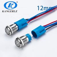 Micro-interrupteur à bouton-poussoir Chinakel 12 mm 3 positions, marine, 1NO/1NO1NC, avec LED