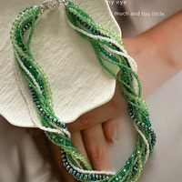 Bracelet en verre multicouche perlé de cristal vert et blanc, fermoir diamant, style bohème européen, bijoux faits main pour femmes, vente en gros