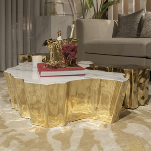 Bàn trà hình thân cây độc đáo, chất liệu thép không gỉ vàng, phong cách sang trọng nhẹ nhàng cho phòng khách - Product Image 5