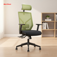 Chaise de bureau ergonomique pivotante en maille verte pour poste de travail, idéale pour le gaming, le bureau de direction et le personnel, avec support lombaire réglable et robuste