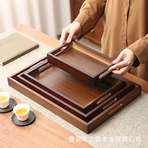 Walnut Wood Rectangular <b>Tea</b> <b>Tray</b> Set For Hotel Restaurant Serving With Handle Dry <b>Tea</b> <b>Tray</b> Household Use - Product Image 2