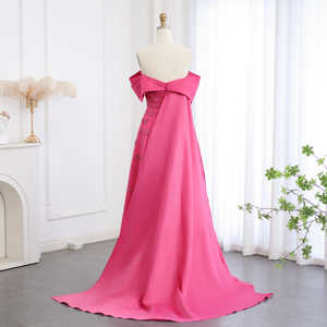 Jancer sz455 परी सैटिन फुचिया शाम प्रोम पार्टी ओवरस्कर्ट के साथ - Product Image 3