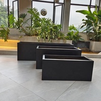 Jardinière rectangulaire carrée en fibre de verre légère, grande, noire, style européen, pour extérieur, emballage carton, utilisation au sol, 10L