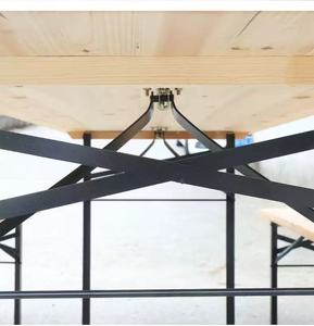 Set Tavolo e <span class=keywords><strong>Panca</strong></span> Birreria Robusto <span class=keywords><strong>da</strong></span> Esterno Pieghevole Rotondo in <span class=keywords><strong>Legno</strong></span> per Picnic, Cortile, Feste, Eventi e <span class=keywords><strong>Giardino</strong></span> - Product Image 5