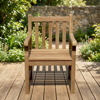 Fauteuil d'extérieur moderne en teck durable - Chaise de jardin confortable et empilable, résistante à l'eau, pour hôtel, cuisine, appartement, salon