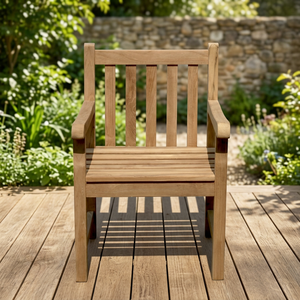 Fauteuil d'extérieur moderne en teck durable - Chaise de jardin confortable et empilable, résistante à l'eau, pour hôtel, cuisine, appartement, salon - Product Image 4